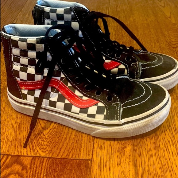 Kids size 13 vans high top checkerboard zip back excellent used condition - Picture 7 of 9